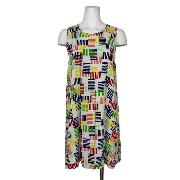 Hutch Colorful Mini Sundress M Sleeveless Keyhole Button Back Lined Resortwear - Picture 1 of 12